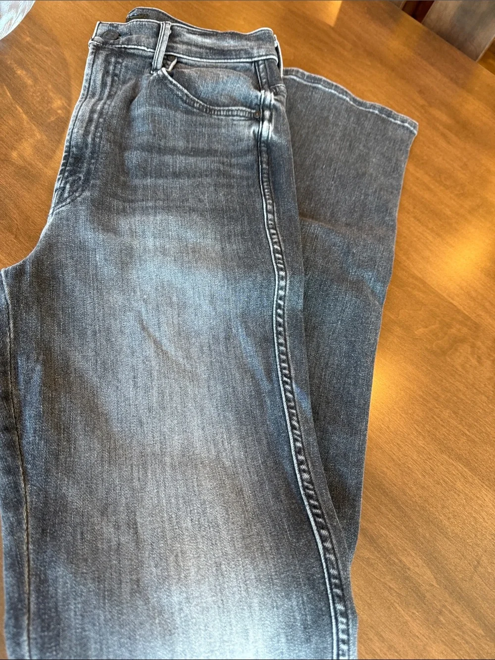 MOTHER Washed Grey Straight Jeans